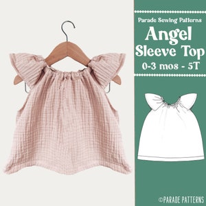 ANGEL SLEEVE Swing top SEWING Pattern pdf |  9 sizes | flutter sleeves peasant top, boho top, boho sewing patterns