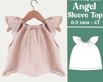 ANGEL SLEEVE Swing top SEWING Pattern pdf |  9 sizes | flutter sleeves peasant top, boho top, boho sewing patterns