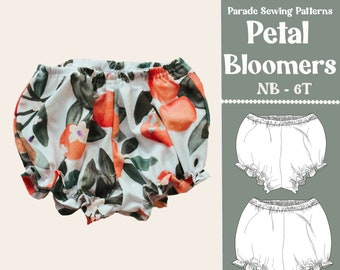 PETAL BLOOMERS SEWING Pattern pdf | 11 Sizes | 2 styles, easy bloomer sewing pattern, baby bloomer sewing pattern, diaper cover sewing