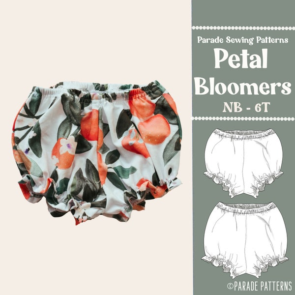 PETAL BLOOMERS SEWING Pattern pdf | 11 Sizes | 2 styles, easy bloomer sewing pattern, baby bloomer sewing pattern, diaper cover sewing