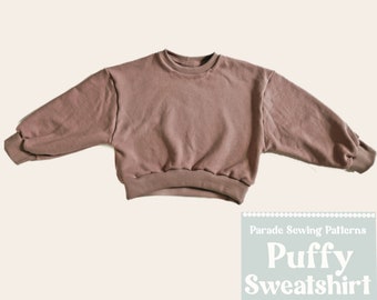 Child or Teen Puffy SWEATSHIRT SEWING Pattern pdf | easy sewing pattern, sweatshirt sewing pattern pdf/A0, video tutorial included | balloon