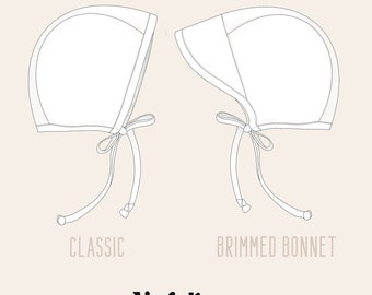 BABY BONNET SEWING Pattern pdf | A0 sewing pattern | bonnet pattern | sun hat pattern| brimmed bonnet | video tutorial incl