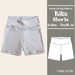 BIKE SHORTS pdf sewing pattern/A0 |  video tutorial | soft, knit shorts for sizes 6-12m up to Youth 14