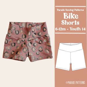BIKE SHORTS pdf sewing pattern/A0 |  video tutorial | soft, knit shorts for sizes 6-12m up to Youth 14