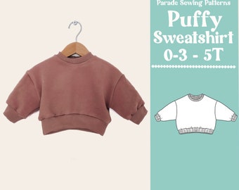 Child or Teen Puffy SWEATSHIRT SEWING Pattern pdf | easy sewing pattern, sweatshirt sewing pattern pdf/A0, video tutorial included | balloon