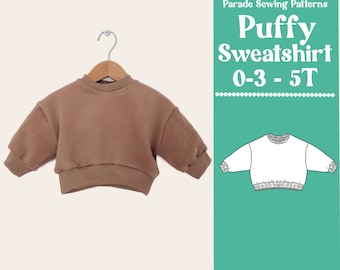 Child or Teen Puffy SWEATSHIRT SEWING Pattern pdf | easy sewing pattern, sweatshirt sewing pattern pdf/A0, video tutorial included | balloon