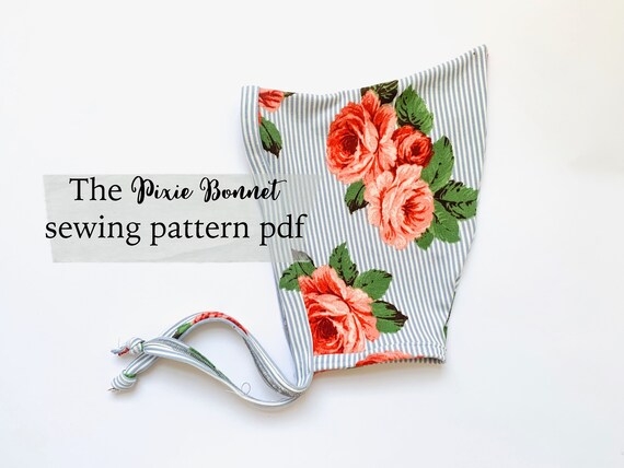 5 sizes video tutorial included Pixie Bonnet BABY BONNET SEWING Pattern