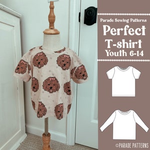 Regular or Cropped Tee Sewing Pattern PDF | easy T-shirt Sewing Pattern | Short or Long Sleeve | Video Included, beginner