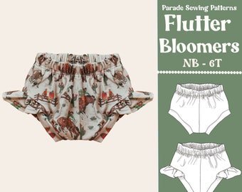 FLUTTER BLOOMERS SEWING Pattern | Bloomers with ruffles sewing pattern pdf, easy sewing pattern with video tutorial included, baby bloomers