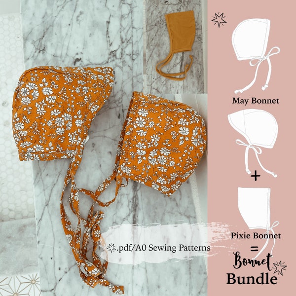 BUNDLE: May Bonnet Pattern + Pixie Bonnet Pattern, save 20%