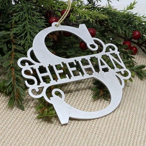 Personalized Aluminum Name Ornament: Laser Cut Monogram