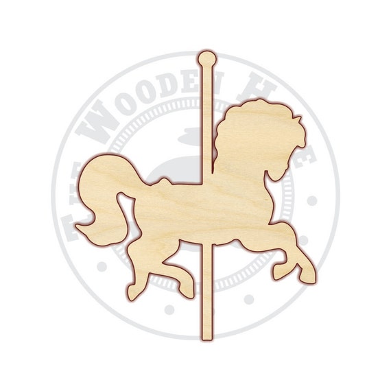 unfinished wooden carousel horses