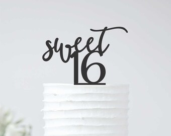 Sweet 16 Cake Topper - 16th Birthday Topper - 71-116