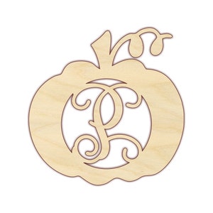 Pumpkin Monogram - 210144 - Unfinished Wood - various sizes - wood Initial - door hanger