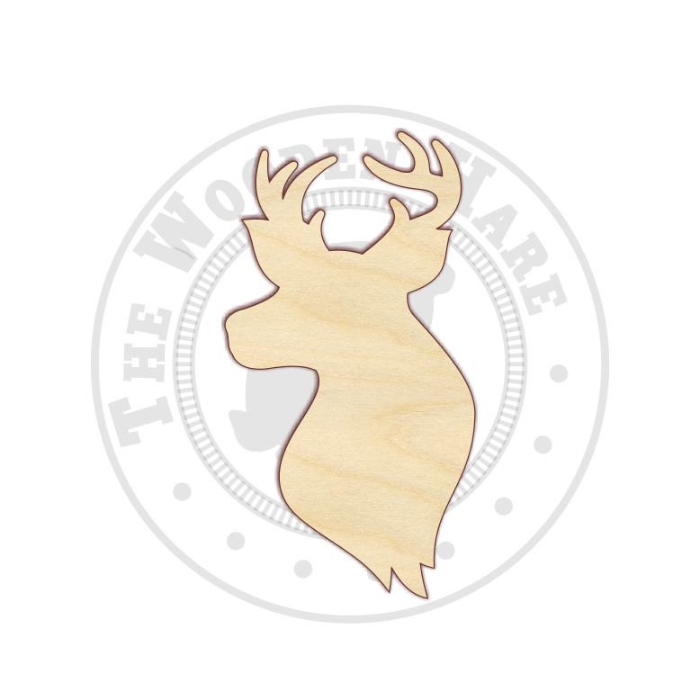 18" 24" Deer Head Wood Cutout 170297 Unfinished wood, Various sizes from TheWoodenHare on