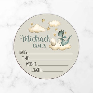 Birth Stat Sign, Dragon Baby Announcement, Dragon Nursery Sign, Personalized Gift for Baby Boy