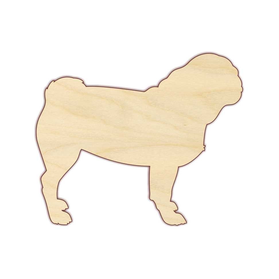 Pug - Dog - Wood Shape - Laser cut Wood Cutout - 170532
