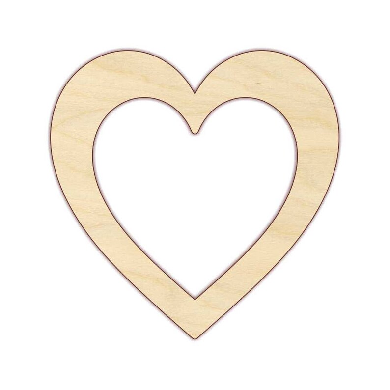 wooden unfinished wood cut out wood craft Thin Heart laser cut shape Door Hanger 110044- Valentine Cutout wall art wood cutout