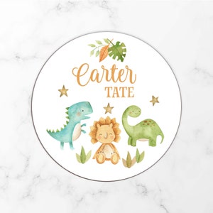 Dinosaur Name Sign, Baby Shower Gifts, Round Wood Baby Name Sign, Wooden Personalized Nursery Decor