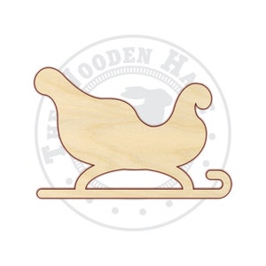 Santa Sleigh 6&quot;-12&quot; - Wood Cutout  - 170212 - Unfinished wood, Various sizes