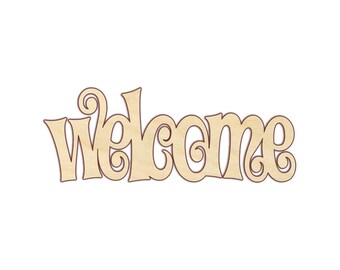 Welcome Wood Sign Unfinished Whimsical Cutout DIY Blank - 170308