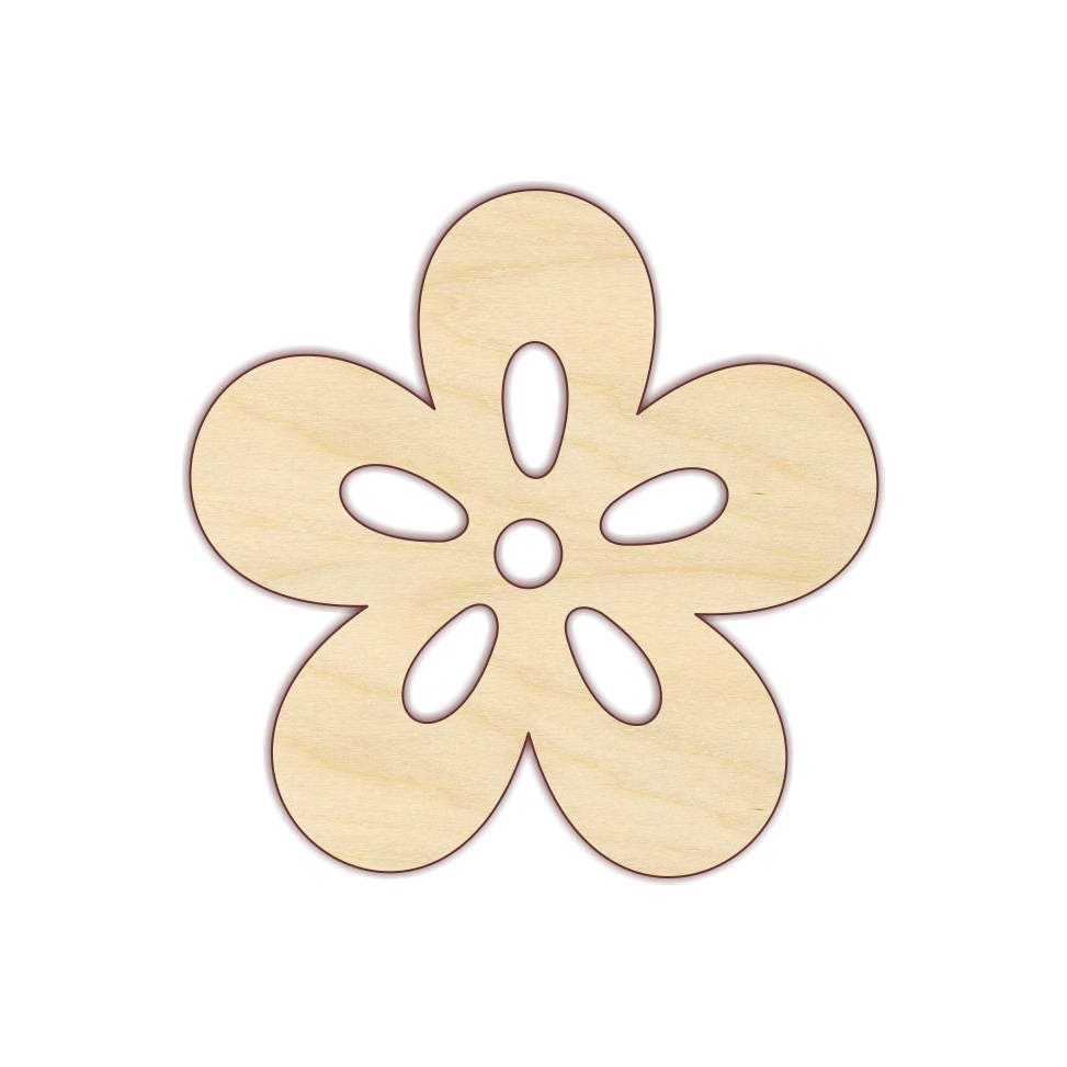 Flower Wood Cutout Unfinished Wood 160316 Etsy