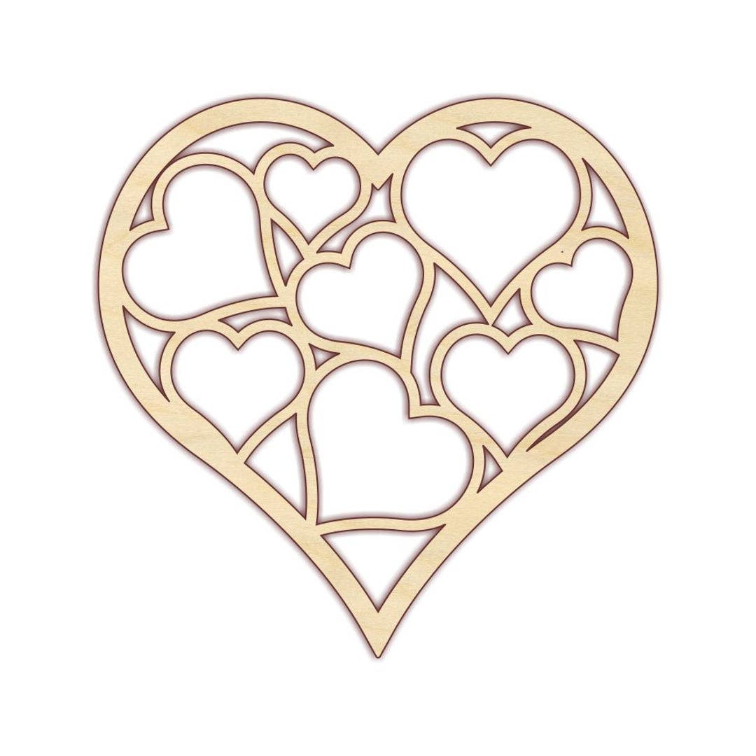 Corazón lleno de corazones - Colgante de pared para puerta de boda por el  día de San Valentín - Madera sin terminar - 160441 - Etsy México, image size:1080x1080