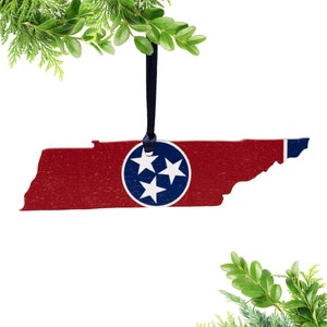 Tennessee Ornament, TN Wood Ornament, TN Tri Star Flag