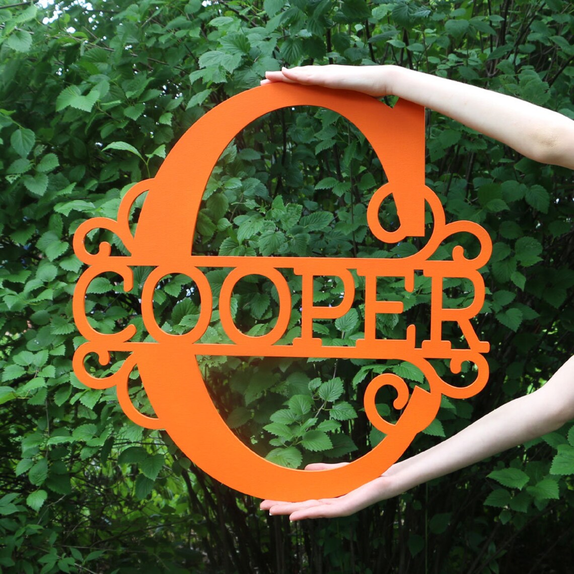 Monogram with Last Name 1424 Door Hanger Etsy