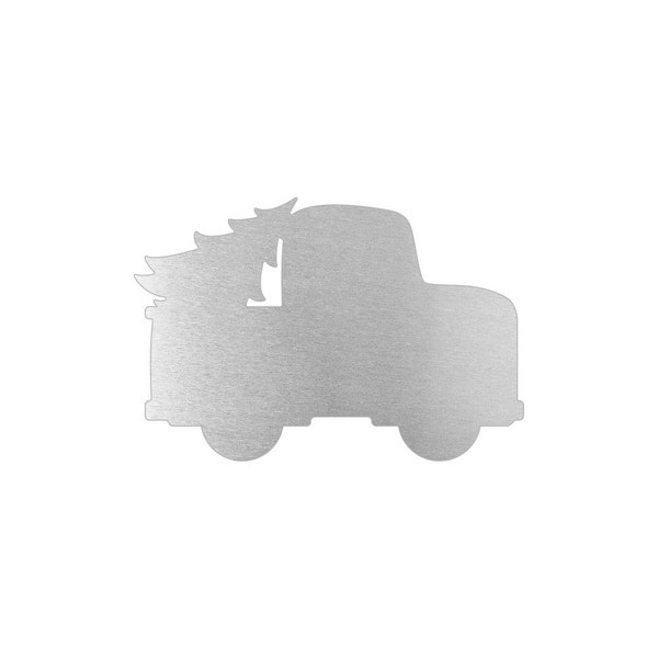 Pickup Truck Tree  Aluminum Christmas Ornament Blanks - Stamping Blanks -  Laser Cut Metal Blanks - Aluminum Truck Blank -  170454