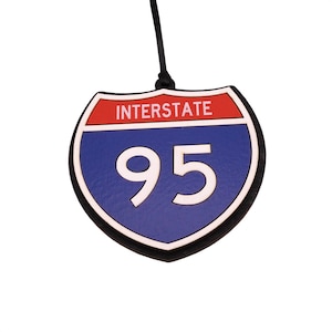 Interstate Sign Ornament - 3D Layered Wood - Road Sign Travel Gifts Memento 5 10 40 80 75 90 95