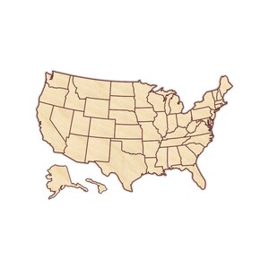 May include: A map of the United States with each state outlined in brown. The map is on a beige background.