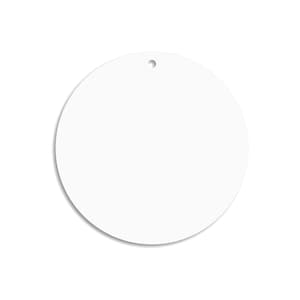 May include: A white round ornament with a hole at the top for hanging.