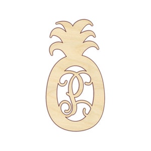 Pineapple Monogram Door Hanger - Wood Cutout for Front Door Decor - DIY Home Decoration