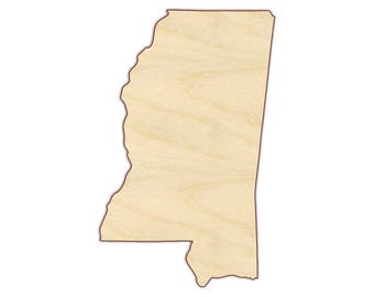 Mississippi Shape - State of Mississippi  wooden state shape cut out