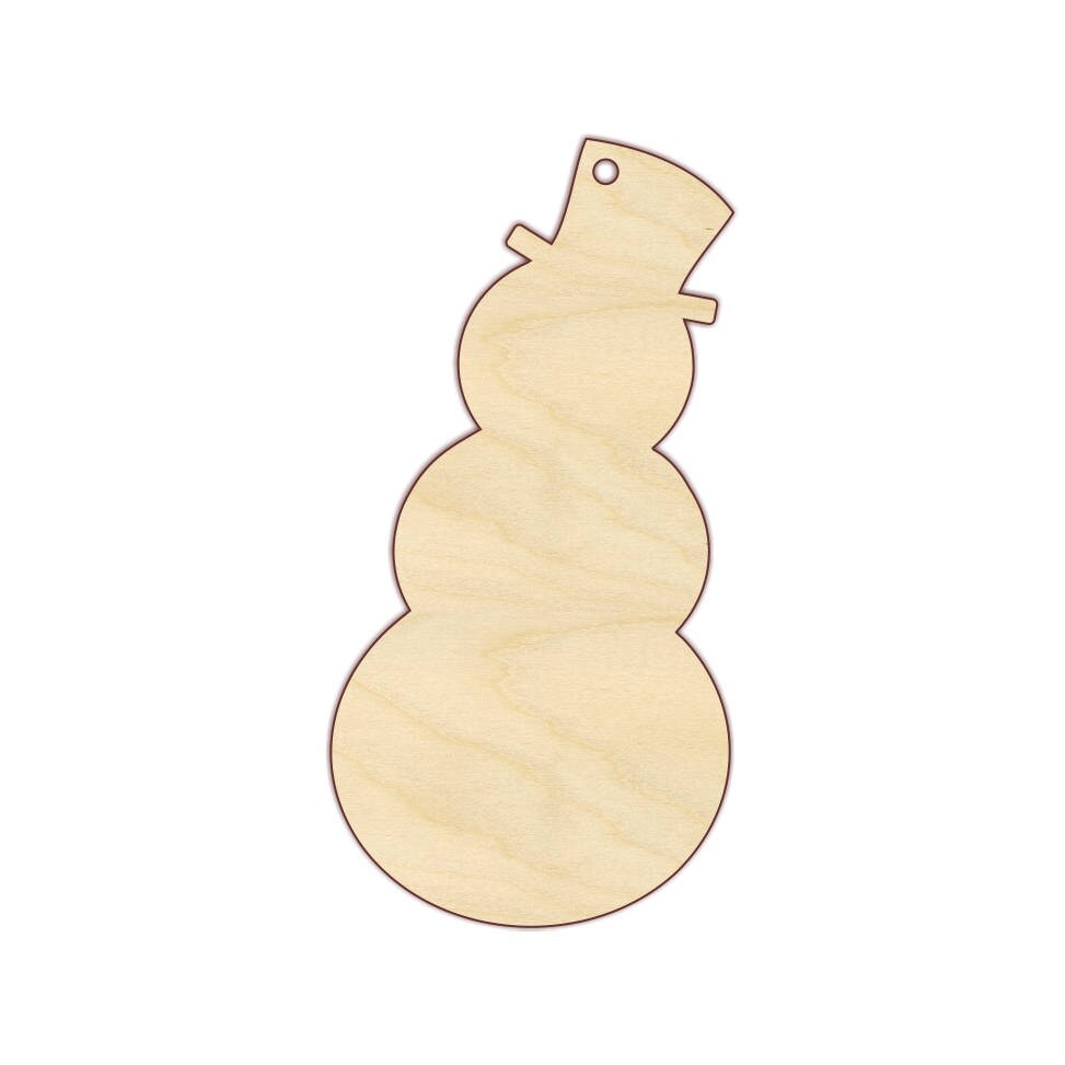 3D Ornament Snowman 2 Pieces Laser Cut Out Unfinished ORN117 3D Ornament Snowman 2 Pieces Laser Cut Out Unfinished ORN117