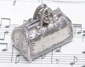 Nickel silver vintage Miniature bag pillbox, vintage box, decorative box