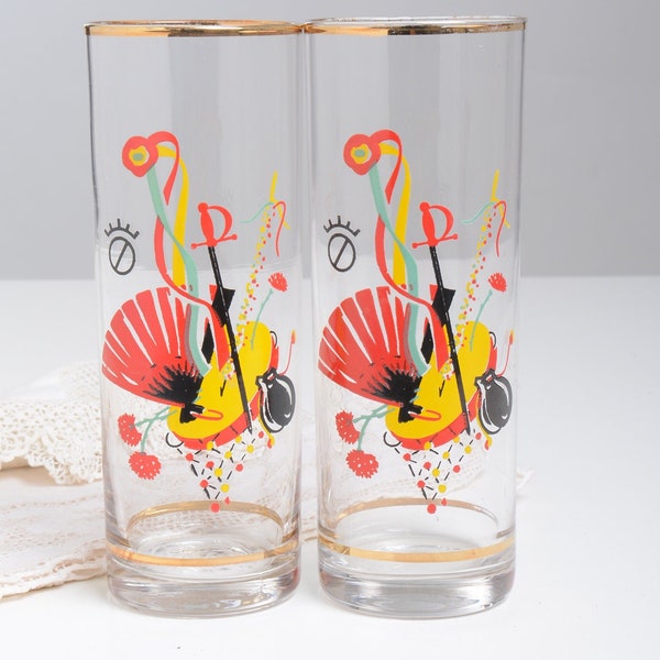 Pair of vintage typical Spanish drinking glasses