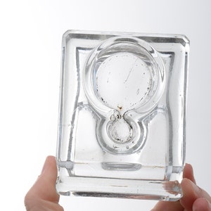 Vintage glass ink holder, office desk accessories