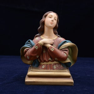 Antique beautiful French or Catalan religious plaster image of the Virgin Mary