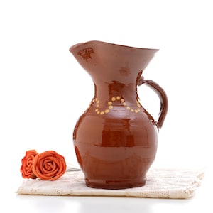 Vintage Spanish ceramic water pitcher, wine pitcher, rustic kitchen decor