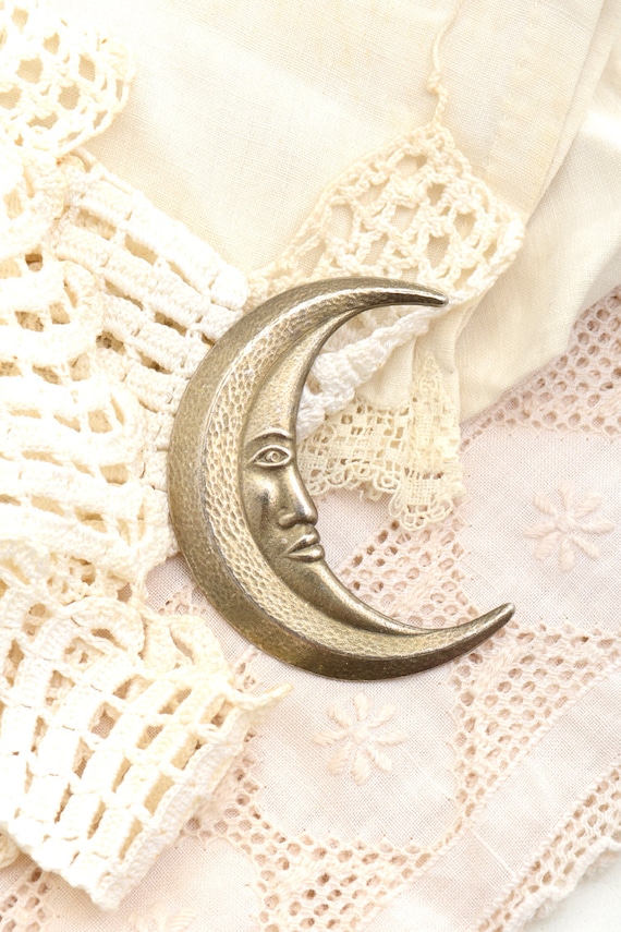 Crescent moon brooch, moon jewelry, half moon, moo