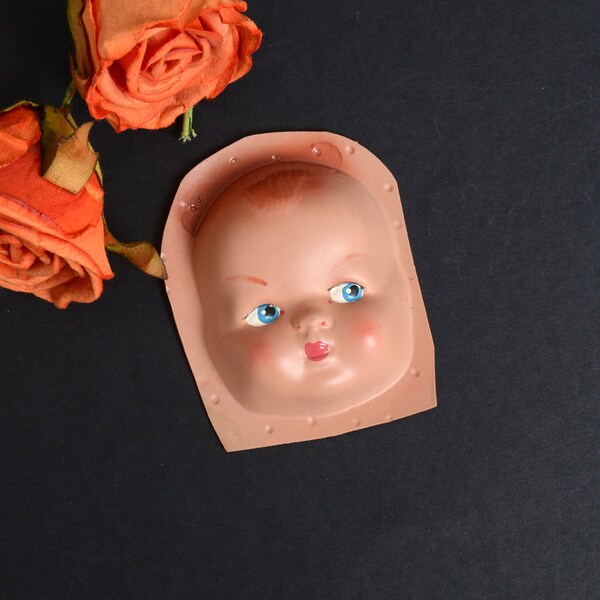 Vintage plastic doll head mould, doll parts, doll head mould, creepy cute, victorian decor, collectibles