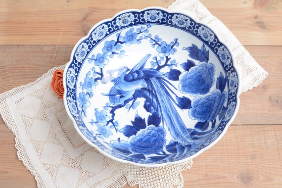 Japanese Jewelry Unique Handmade Gifts Vintage Japanese Handmade Blue and White Floral Ceramic Brooch Pin