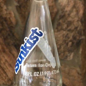 VTG Sunkist Glass Soda Bottle 16 Fluid Ounces