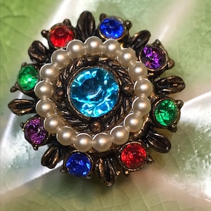 Vintage Multi-Colored Rhinestone Costume Brooch