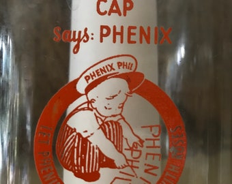 Vintage 1940s Phenix Dairy Half Gallon Glass Milk Bottle, Houston, Texas, Country Cottage Farm Decor, Collectible B11