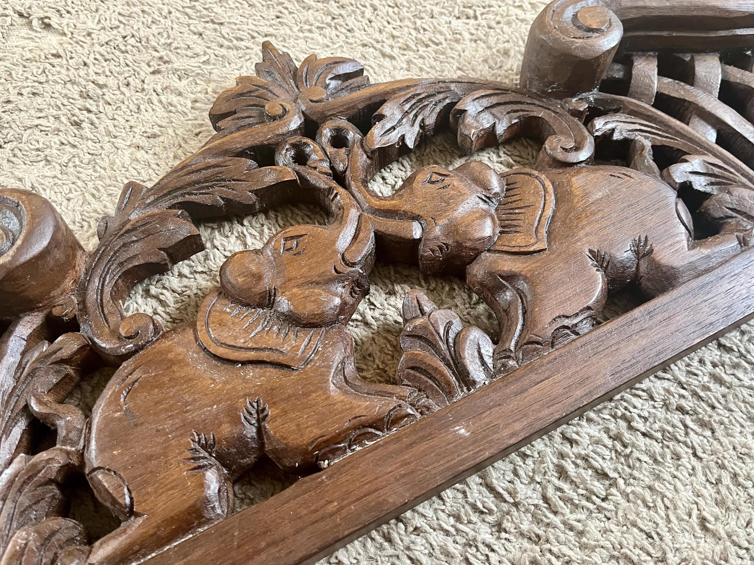 Vintage Hand Carved Teak Wood Elephant - Etsy Vintage Hand Carved Teak Wood Elephant - Etsy