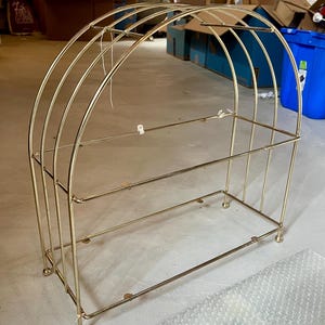 Vtg 1970s MCM Brass & Glass Etagere Wall Mount/Tabletop Shelf Hollywood Regency
