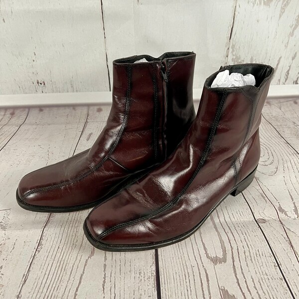 Vintage FLORSHEIM Leather Reddish Brown Ankle Boots Men's Size 12 D Beatle Duke 11087-05